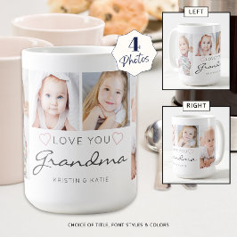 Personalisierte LIEBE SIE GRANDMA 4 Foto Skript Kaffeetasse
