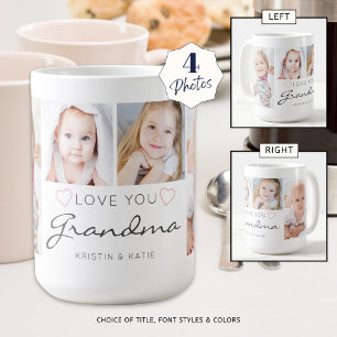 Personalisierte LIEBE SIE GRANDMA 4 Foto Skript Kaffeetasse