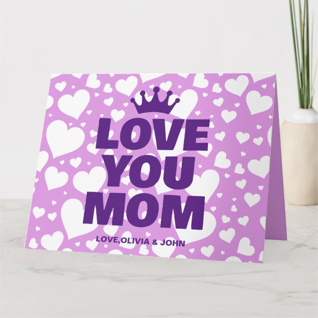 Personalisierte Liebe Sie Mama Foto Lila Karte (Vorderseite)