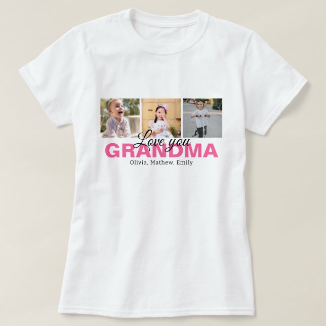 Personalisierte Liebe Sie Oma FotoCollage T-Shirt (Design vorne)