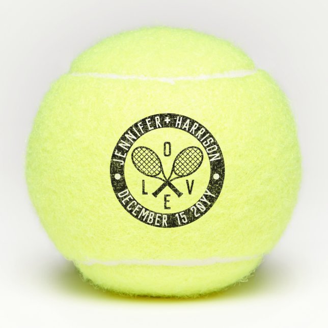 Personalisierte Liebe Tennis Rackets Tennisbälle (Vorderseite)