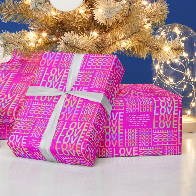 Personalisierte "LIEBE"-Typografie Geschenkpapier (Feiertage)
