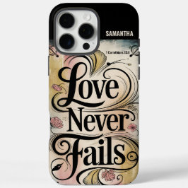Personalisierte Liebe Versage nie Vintag Christlic iPhone 16 Pro Max Hülle