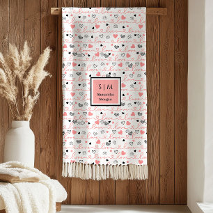 Personalisierte Liebesgeschenke-Decke Rosa Schwarz Fleecedecke
