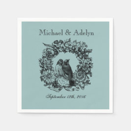Personalisierte Liebesvögel Wreath Wedding Napkins Serviette