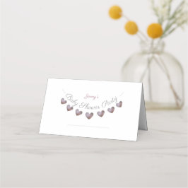 Personalisierte lila Babydusche Platzkarte