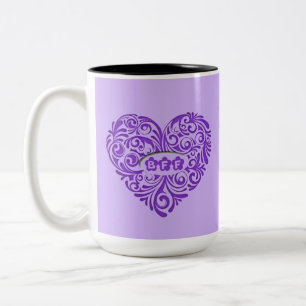 Personalisierte lila BESTE FREUNDIN Herz-Tasse Zweifarbige Tasse