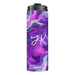 Personalisierte Lila, blaue, rosa Marmorflüssigkei Thermosbecher