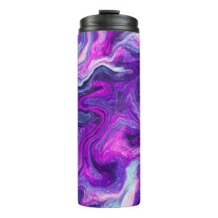 Personalisierte Lila, blaue, rosa Marmorflüssigkei Thermosbecher
