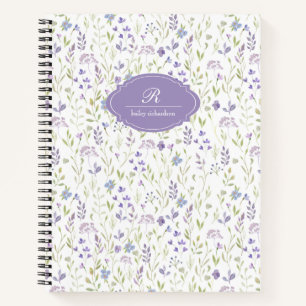 Personalisierte lila Blüten Notizbuch