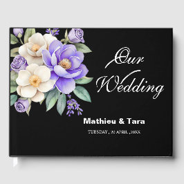 Personalisierte Lila Bouquet-Hochzeit Gästebuch