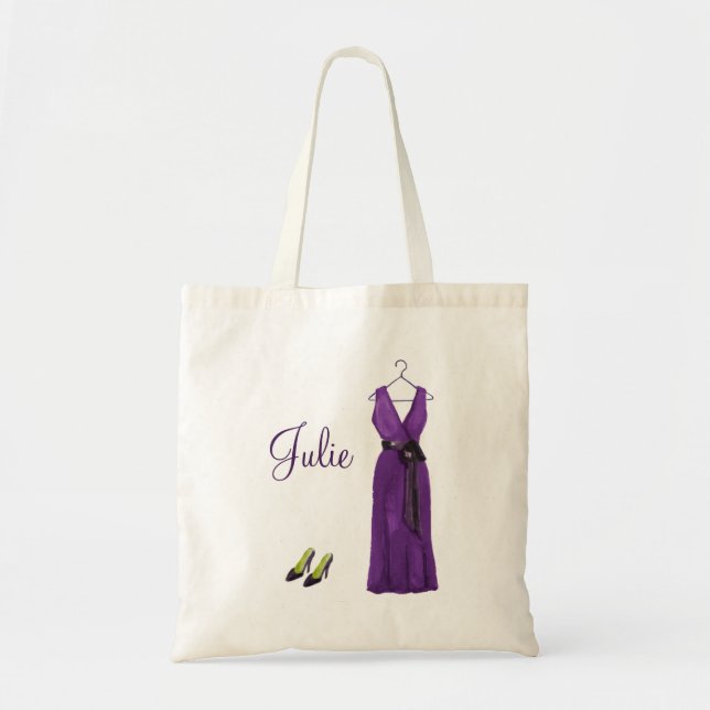 Personalisierte lila Brautjungfern-Tasche Tragetasche (Vorne)