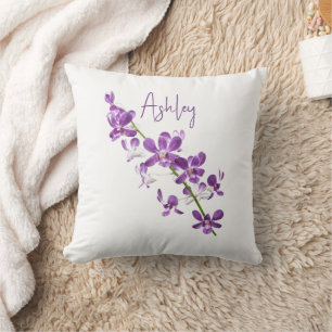 Personalisierte lila Dendrobium-Orchidee Kissen