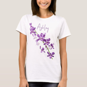 Personalisierte lila Dendrobium-Orchidee T-Shirt