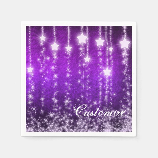 Personalisierte Lila Fallstars Holiday Napkins Serviette (Vorderseite)