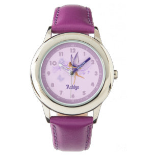 Personalisierte lila Fee erste Lernuhr für Mädchen Armbanduhr
