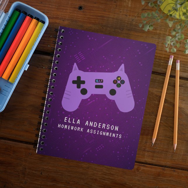 Personalisierte Lila Gaming-Controller-Schule Notizbuch (Von Creator hochgeladen)