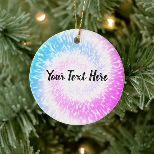 Personalisierte Lila Gefärbte Krawatte Hippy Swirt Keramik Ornament (Baum)