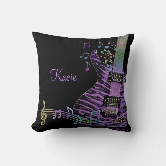 Personalisierte lila Gitarre mit Kissen (Vorderseite)