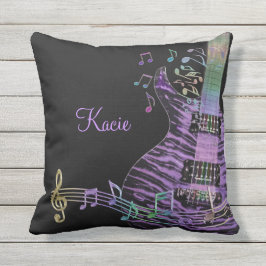 Personalisierte lila Gitarre mit Musiknoten-Kissen Kissen