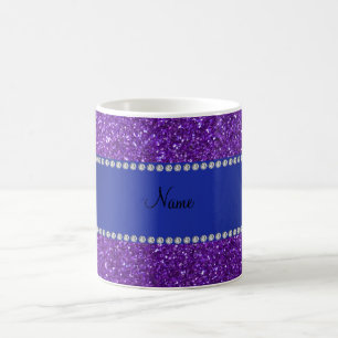 Personalisierte lila Glitternamensdiamanten Kaffeetasse