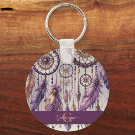 Personalisierte Lila & Gold Boho Dreamcatcher Schlüsselanhänger