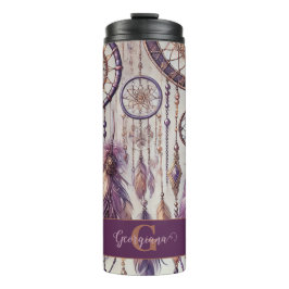 Personalisierte Lila & Gold Boho Dreamcatcher Thermosbecher