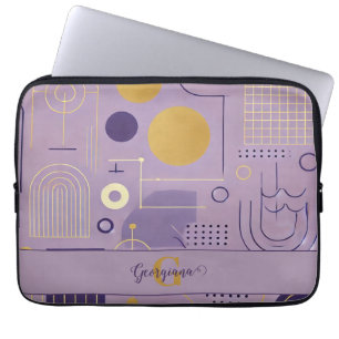 Personalisierte Lila & goldene skandinavische Mini Laptopschutzhülle