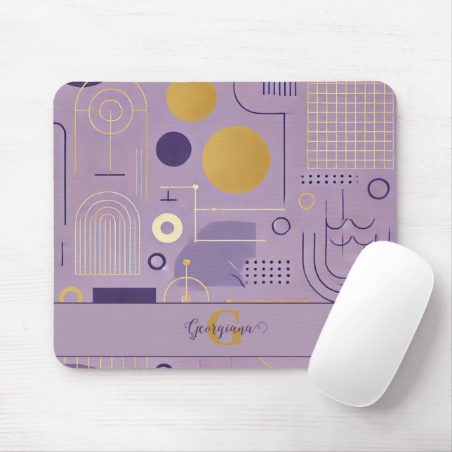 Personalisierte Lila & goldene skandinavische Mini Mousepad (Mit Mouse)
