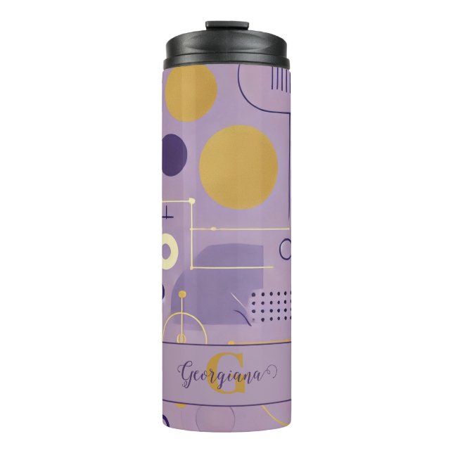 Personalisierte Lila & goldene skandinavische Mini Thermosbecher (Vorderseite)