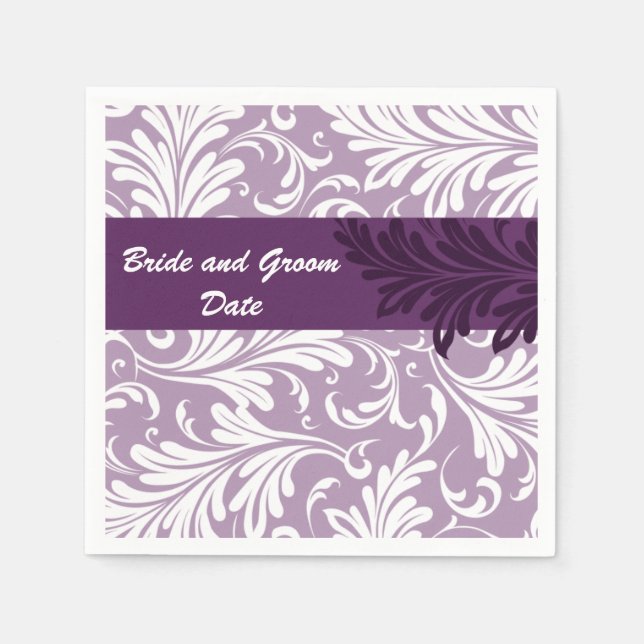 Personalisierte Lila Hochzeit von Napkins Serviette (Vorderseite)