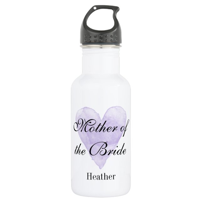 Personalisierte lila Hochzeitsflaschen Edelstahlflasche (Vorderseite)