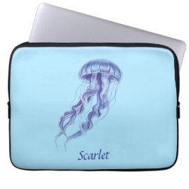 Personalisierte Lila Jellyfish-Illustration Laptopschutzhülle