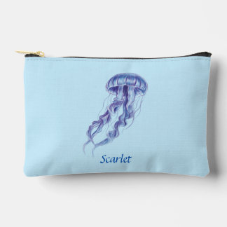 Personalisierte Lila Jellyfish-Illustration Zubehörtasche