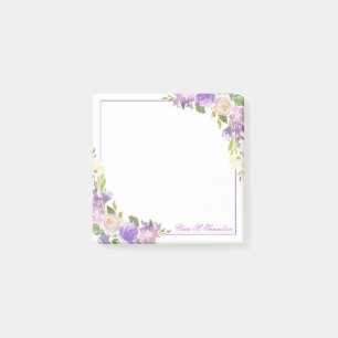 Personalisierte Lila Lavendel Wasserfarben Blumenp Post-it Klebezettel