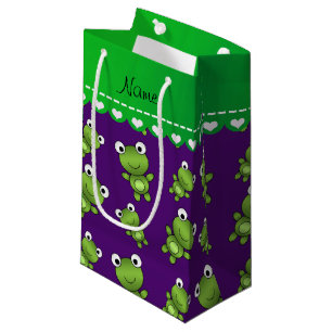 Personalisierte lila Namensfrösche Kleine Geschenktüte
