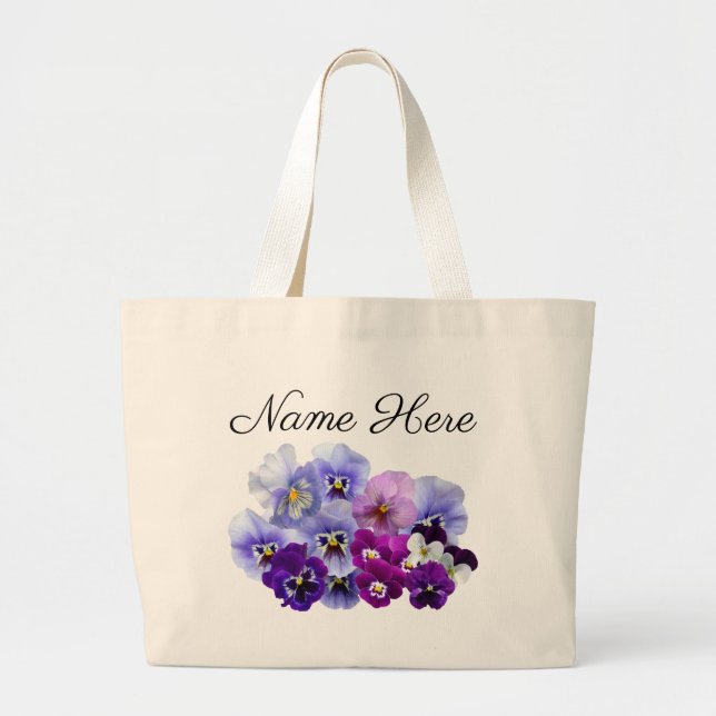 Personalisierte Lila Pansy Tote Bag Jumbo Stoffbeutel (Vorne)