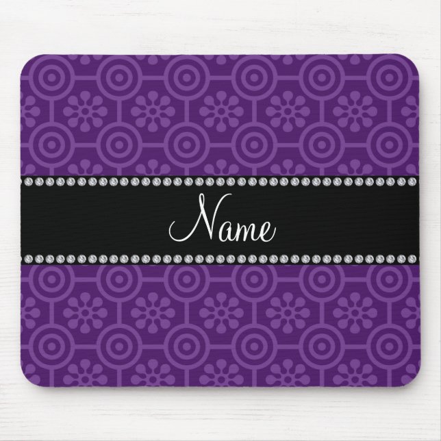 Personalisierte lila retro NamensBlumen Mousepad (Vorne)