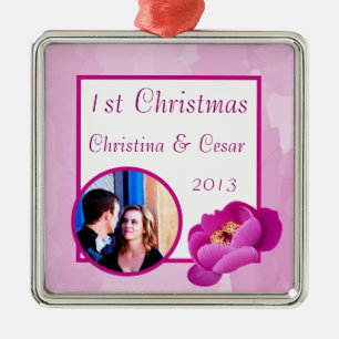 Personalisierte Lila/rosa Peony-Blume Ornament Aus Metall