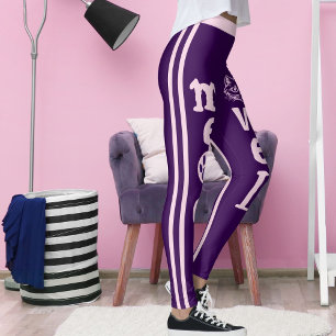 Personalisierte, Lila rosa Streifen Hauskatze Leggings