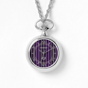 Personalisierte Lila Streifen Armbanduhr