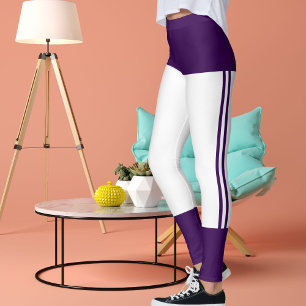 Personalisierte Lila Streifen Katze Retro Leggings