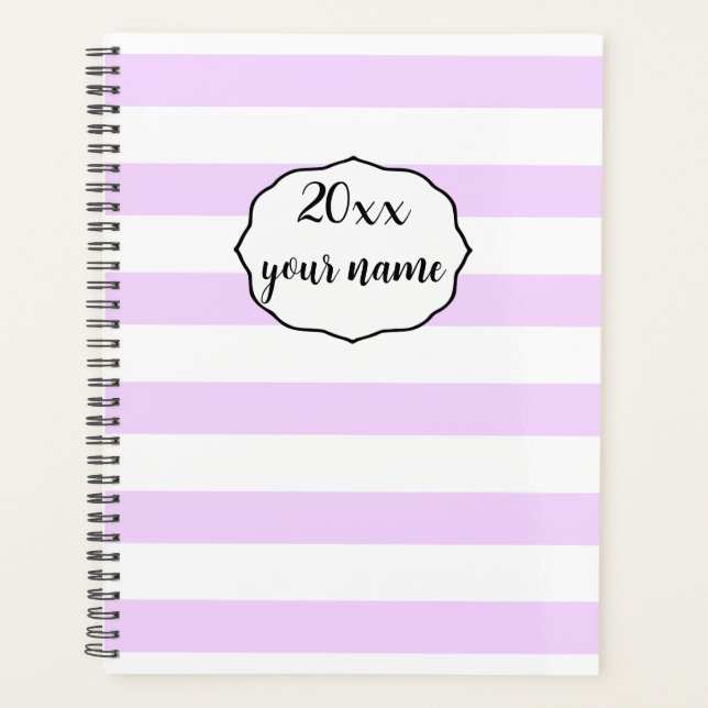 Personalisierte Lila Streifen-Planer-Notebook Planer (Vorderseite)