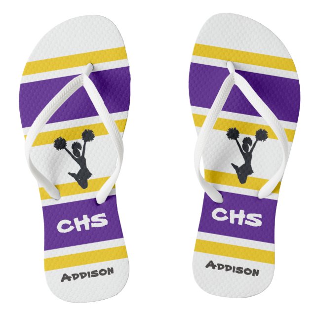Personalisierte Lila und gelbe Flip Flops (Fußbett)