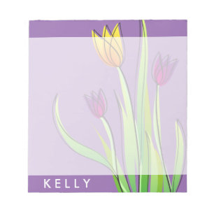Personalisierte Lila und gelbe Tulips Bouquet Notizblock