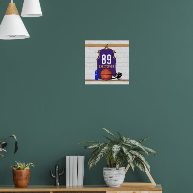 Personalisierte Lila und Gold Basketball Jersey Poster (Wohnzimmer 1)