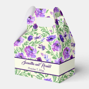 Personalisierte lila und grüne florale Hochzeit Geschenkschachtel