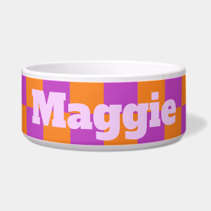 Personalisierte lila und orange Halloween Haustier Napf
