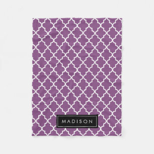 Personalisierte Lila und schwarze Quatrefolie Fleecedecke