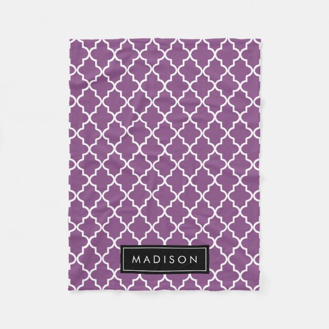 Personalisierte Lila und schwarze Quatrefolie Fleecedecke (Vorderseite)